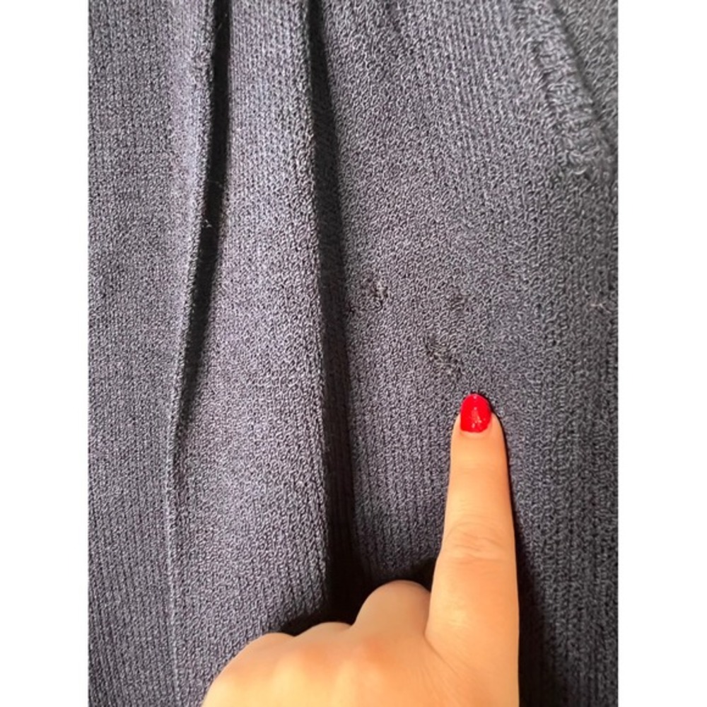 St John Evening by Marie Gray Navy Blue Knit Wide‎ Leg Pleated Pants Size 14 - Picture 4 of 11